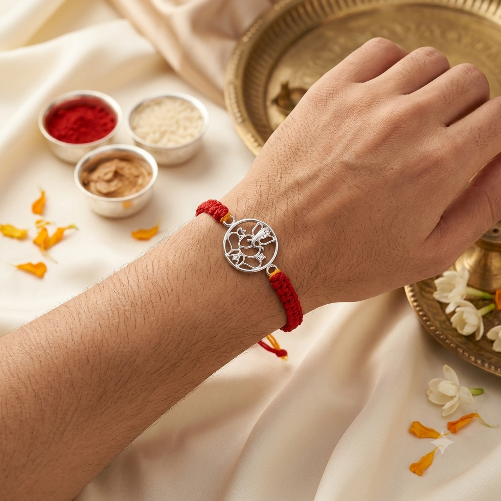 925 Sterling Silver Ganesh Rakhi