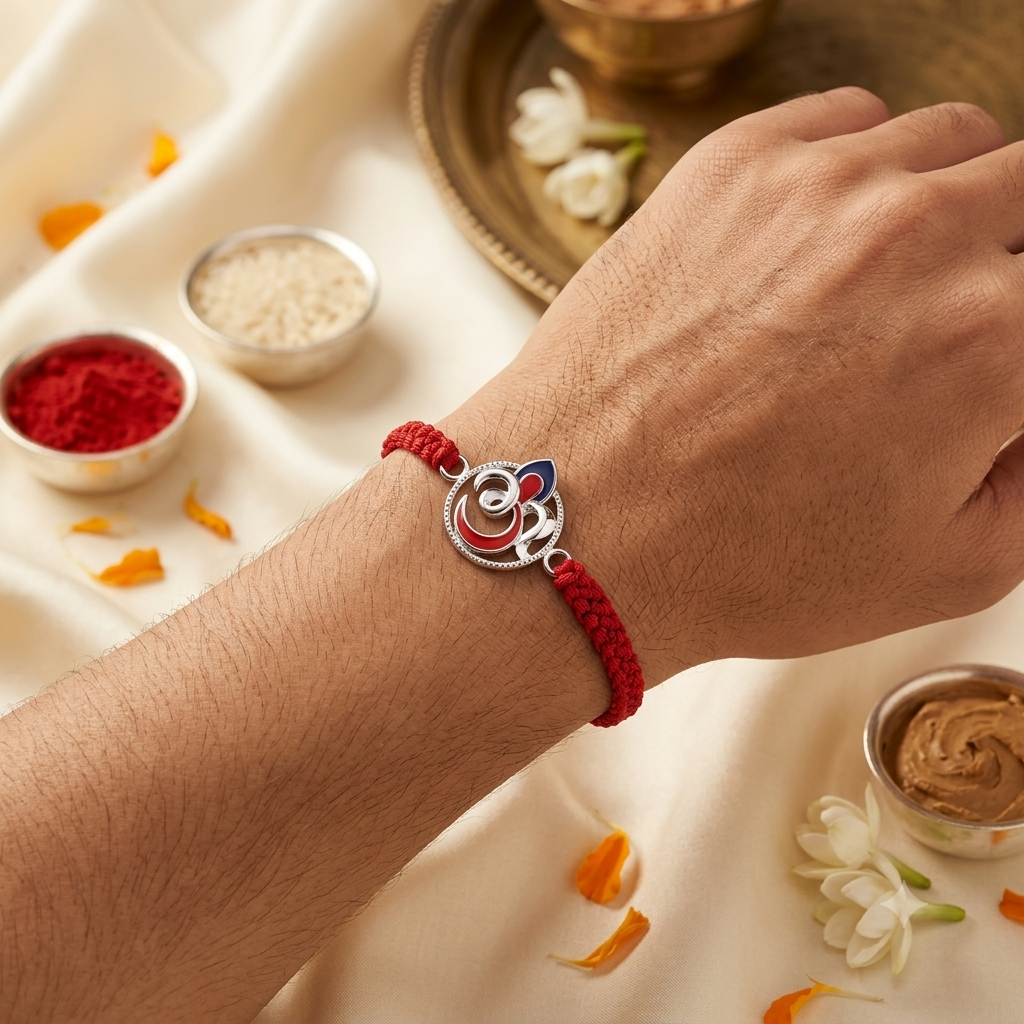 925 Sterling Silver Om Rakhi