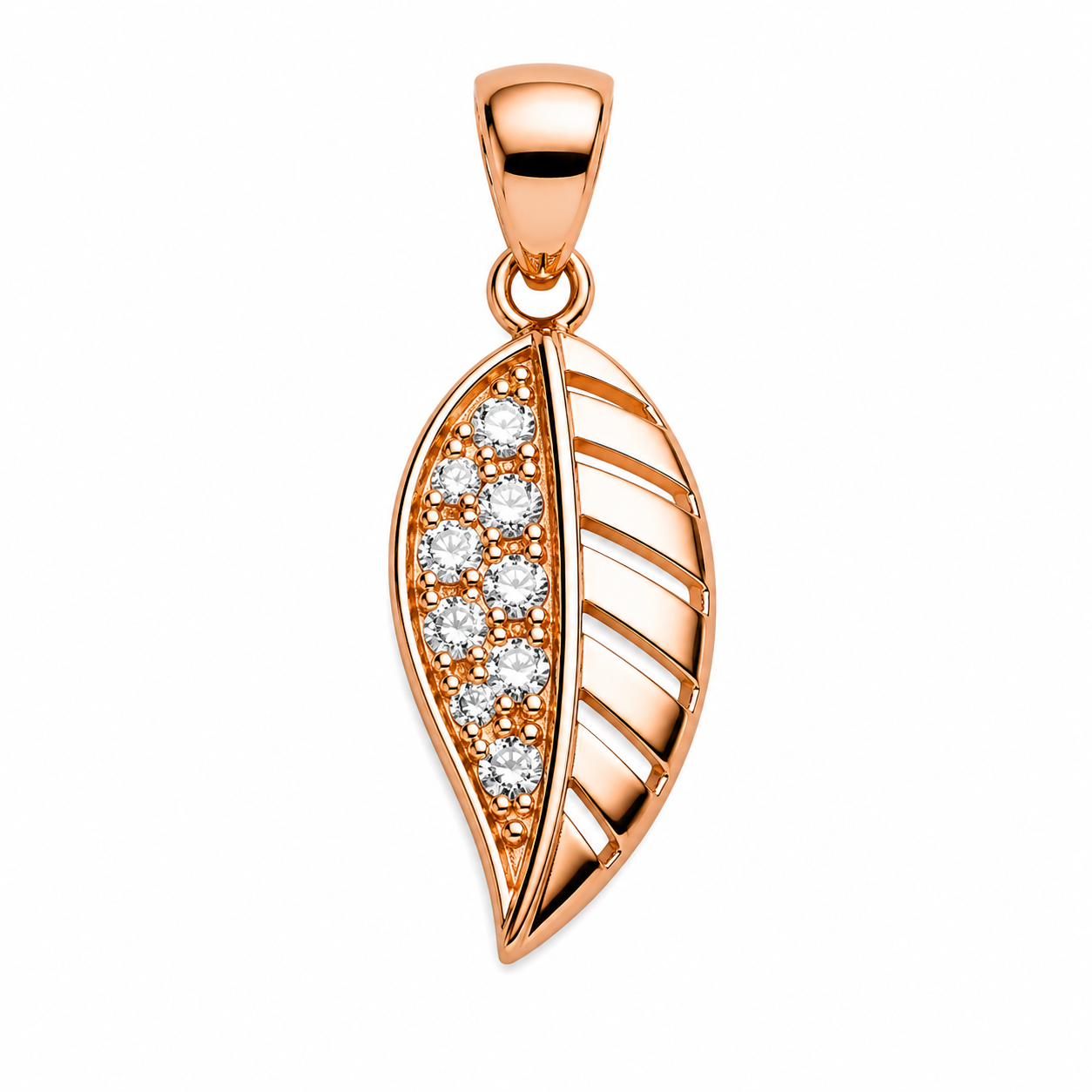 925 Silver Micro Pendant (0.8g) | Elegant Leaf Design CZ Pendant