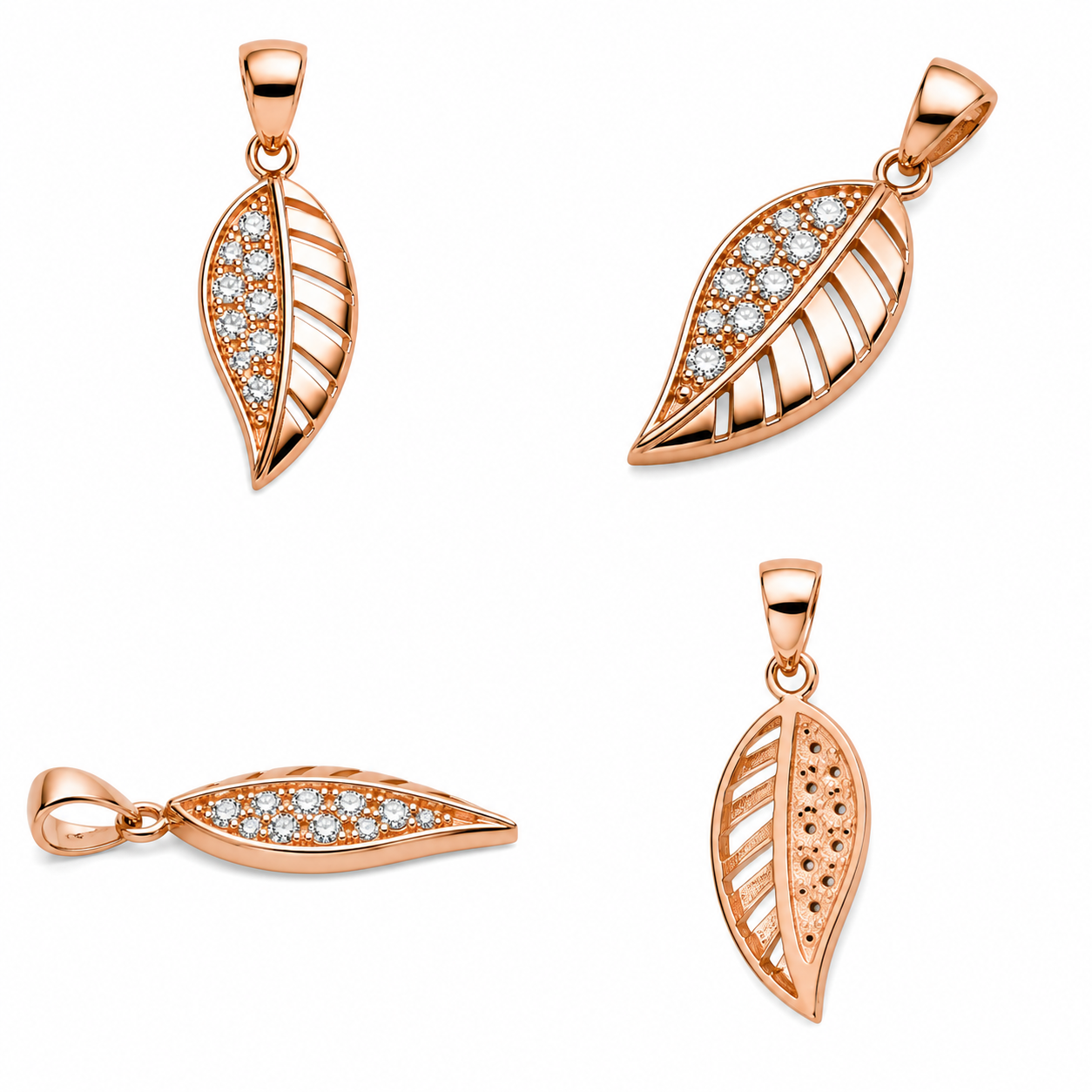 925 Silver Micro Pendant (0.8g) | Elegant Leaf Design CZ Pendant