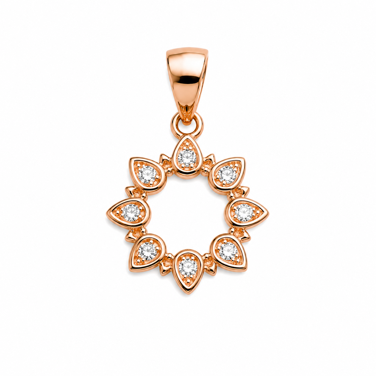 925 Silver Micro Pendant (0.8g) | Rose Gold Floral Halo CZ Pendant