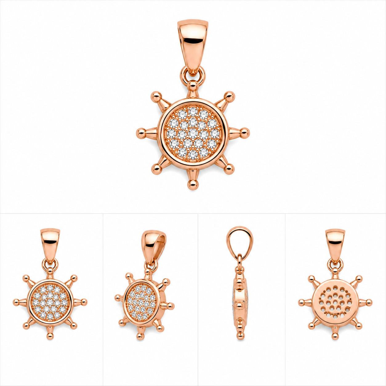 925 Silver Micro Pendant (0.8g) | Rose Gold Sunburst CZ Pendant