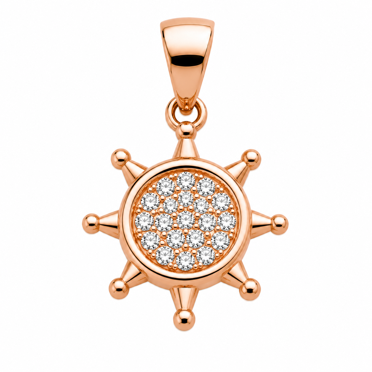 925 Silver Micro Pendant (0.8g) | Rose Gold Sunburst CZ Pendant
