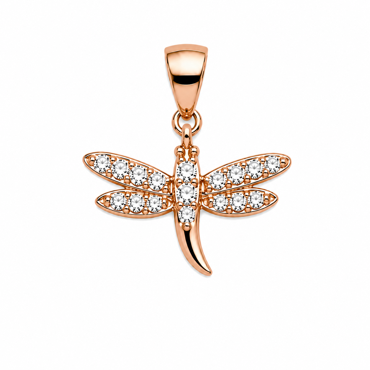 925 Silver Micro Pendant (0.8g) | Rose Gold Dragonfly CZ Pendant