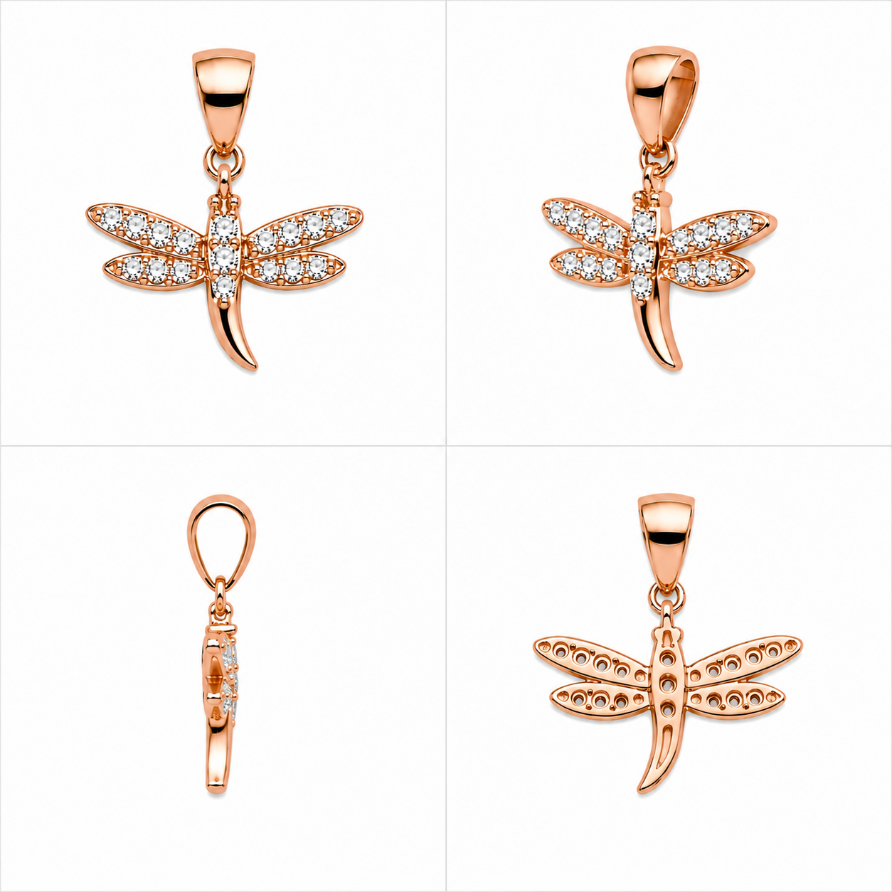 925 Silver Micro Pendant (0.8g) | Rose Gold Dragonfly CZ Pendant