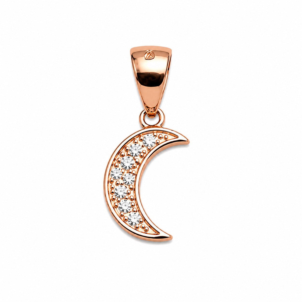 925 Silver Micro Pendant (0.8g) | Rose Gold Crescent Moon CZ Pendant