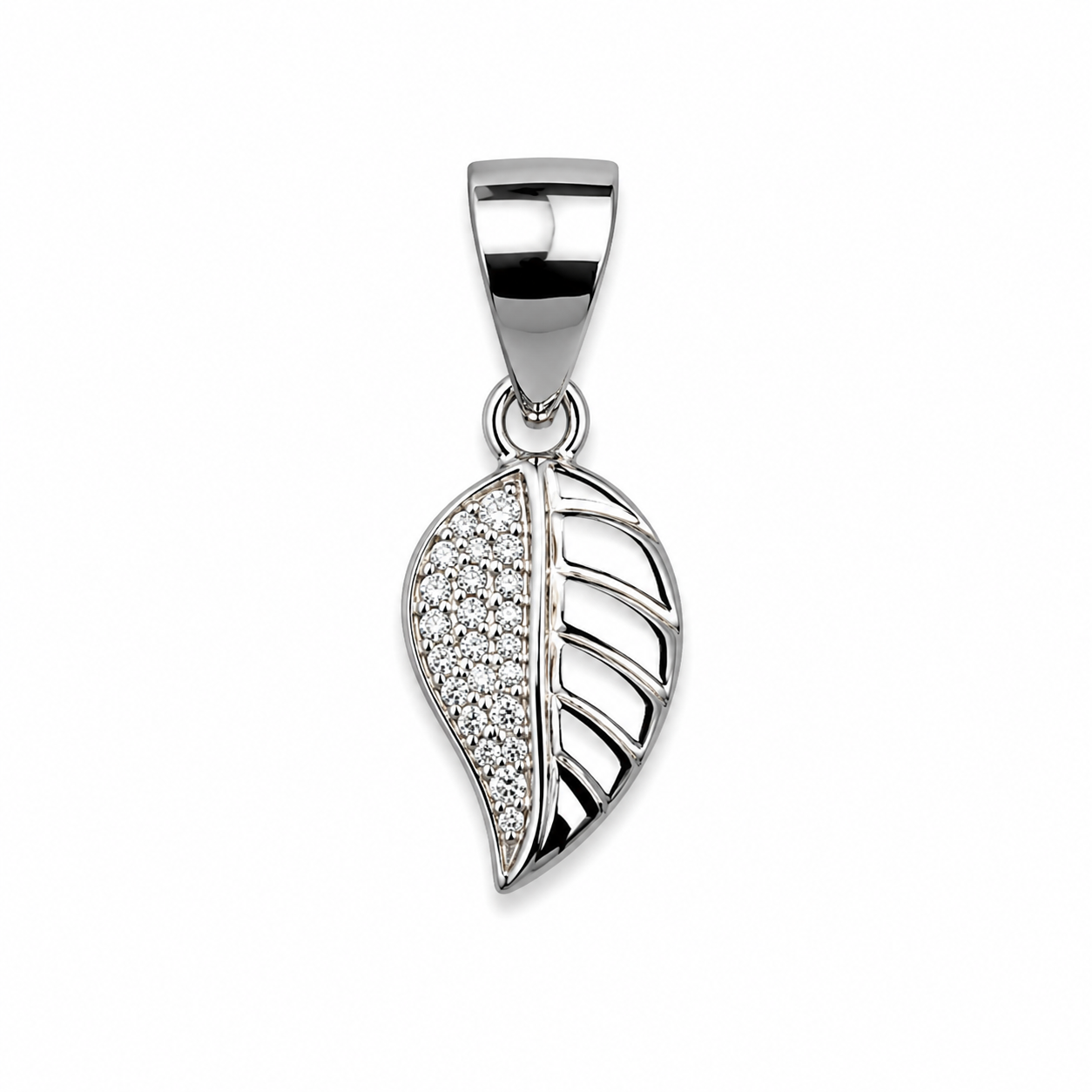 925 Silver Micro Pendant (0.8g) | Sterling Silver Leaf CZ Pendant