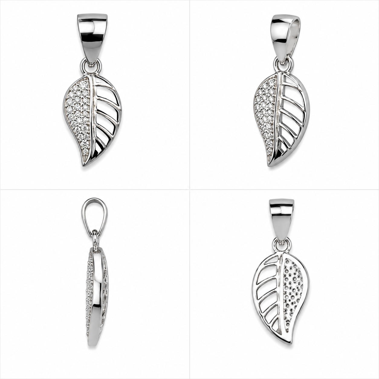 925 Silver Micro Pendant (0.8g) | Sterling Silver Leaf CZ Pendant