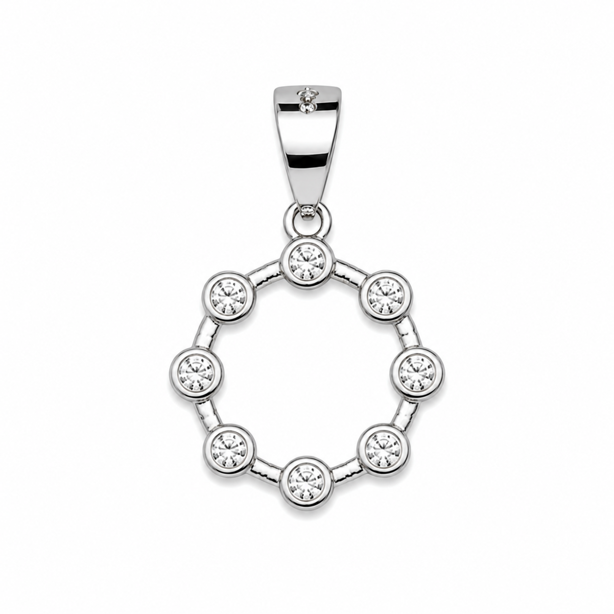 925 Silver Micro Pendant (0.8g) | Sterling Silver Circle Halo CZ Pendant