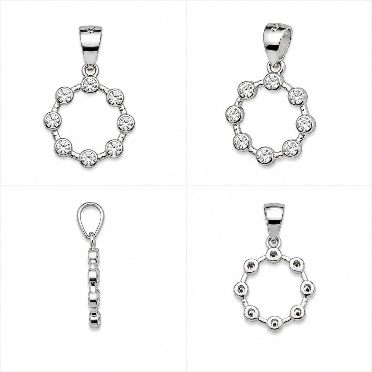 925 Silver Micro Pendant (0.8g) | Sterling Silver Circle Halo CZ Pendant