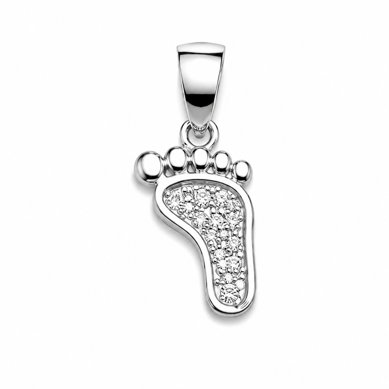 925 Silver Micro Pendant (0.8g) | Sterling Silver Baby Foot CZ Pendant