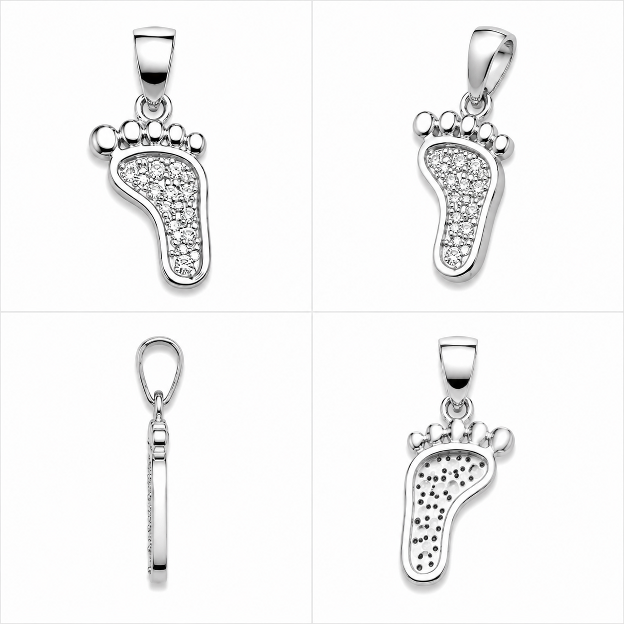 925 Silver Micro Pendant (0.8g) | Sterling Silver Baby Foot CZ Pendant