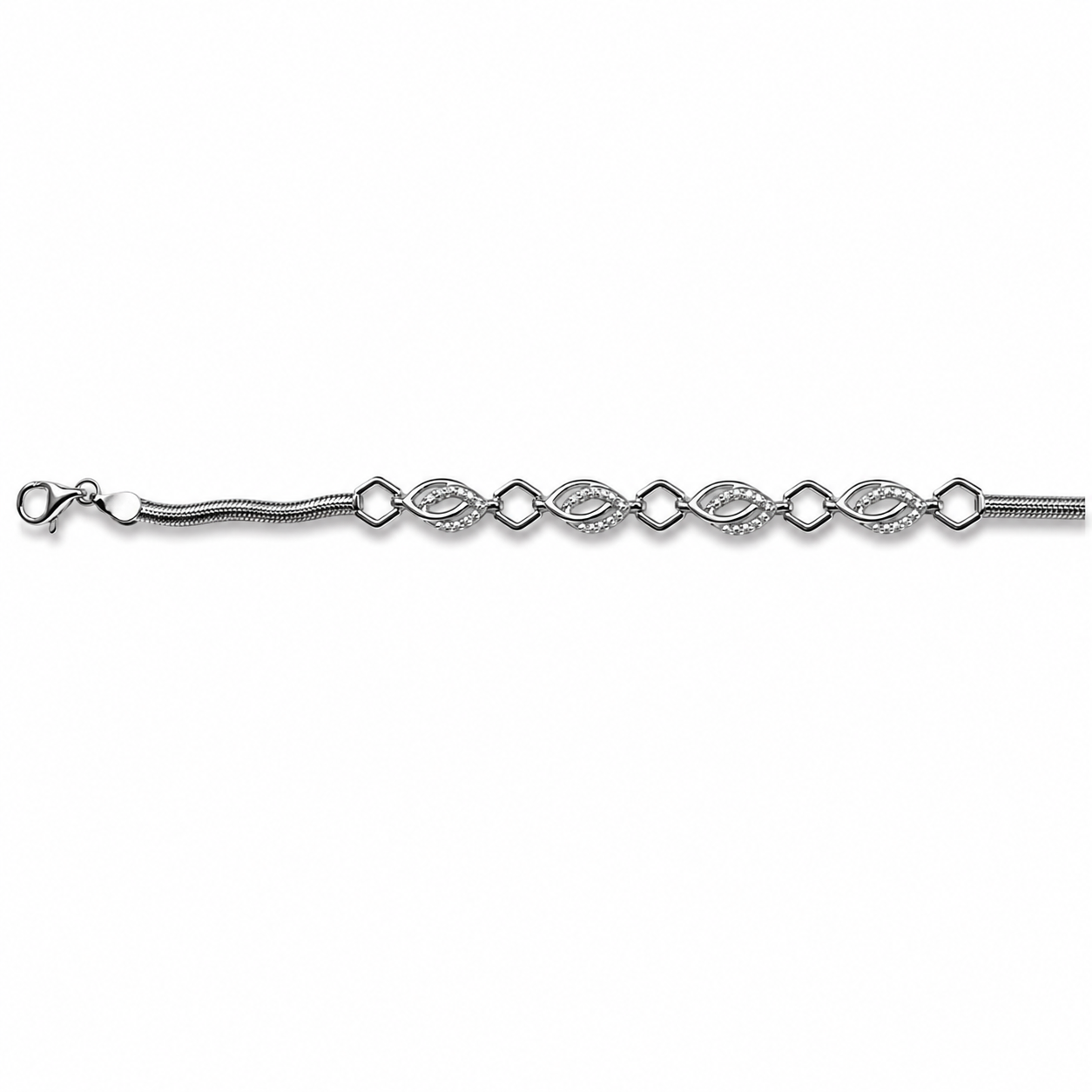 925 Silver Snake Chain Bracelet | Sterling Silver Infinity Link Bracelet