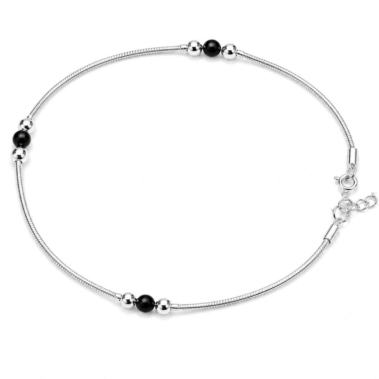 925 Silver Indian Hydro Anklet 8 GM| Sterling Silver Beaded Snake Chain Anklet