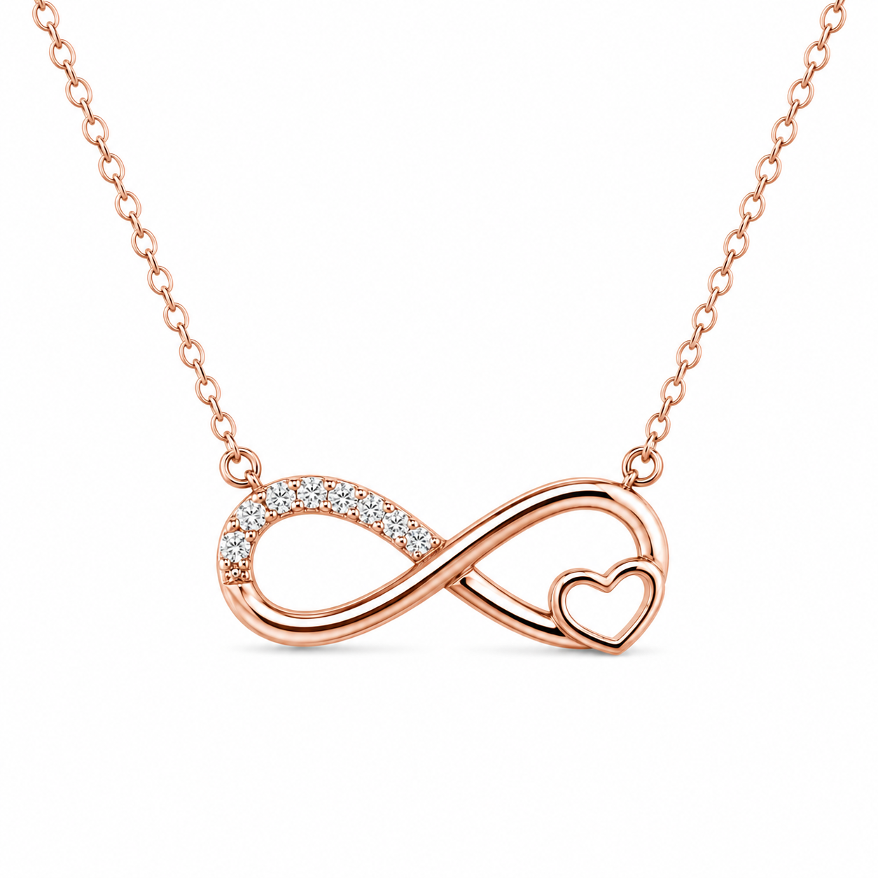 925 Silver Infinity Heart Chain Pendant 3gm | Sterling Silver CZ Love Infinity Necklace