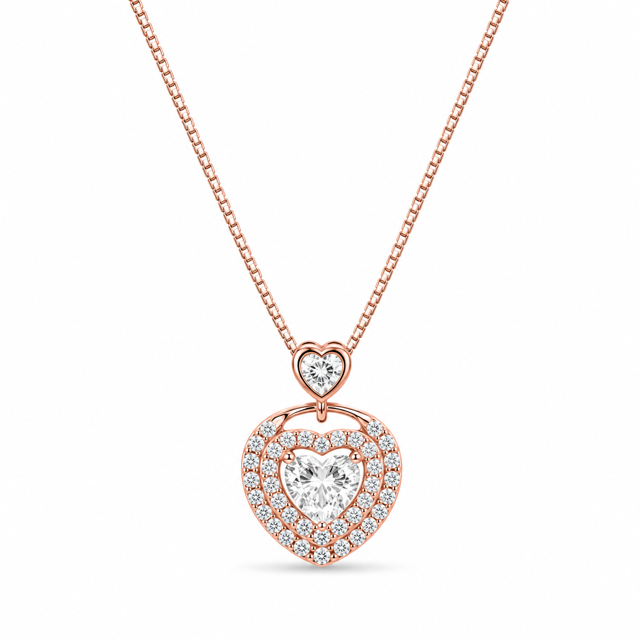 925 Silver Heart Halo Chain Pendant 3gm | Sterling Silver CZ Heart Necklace