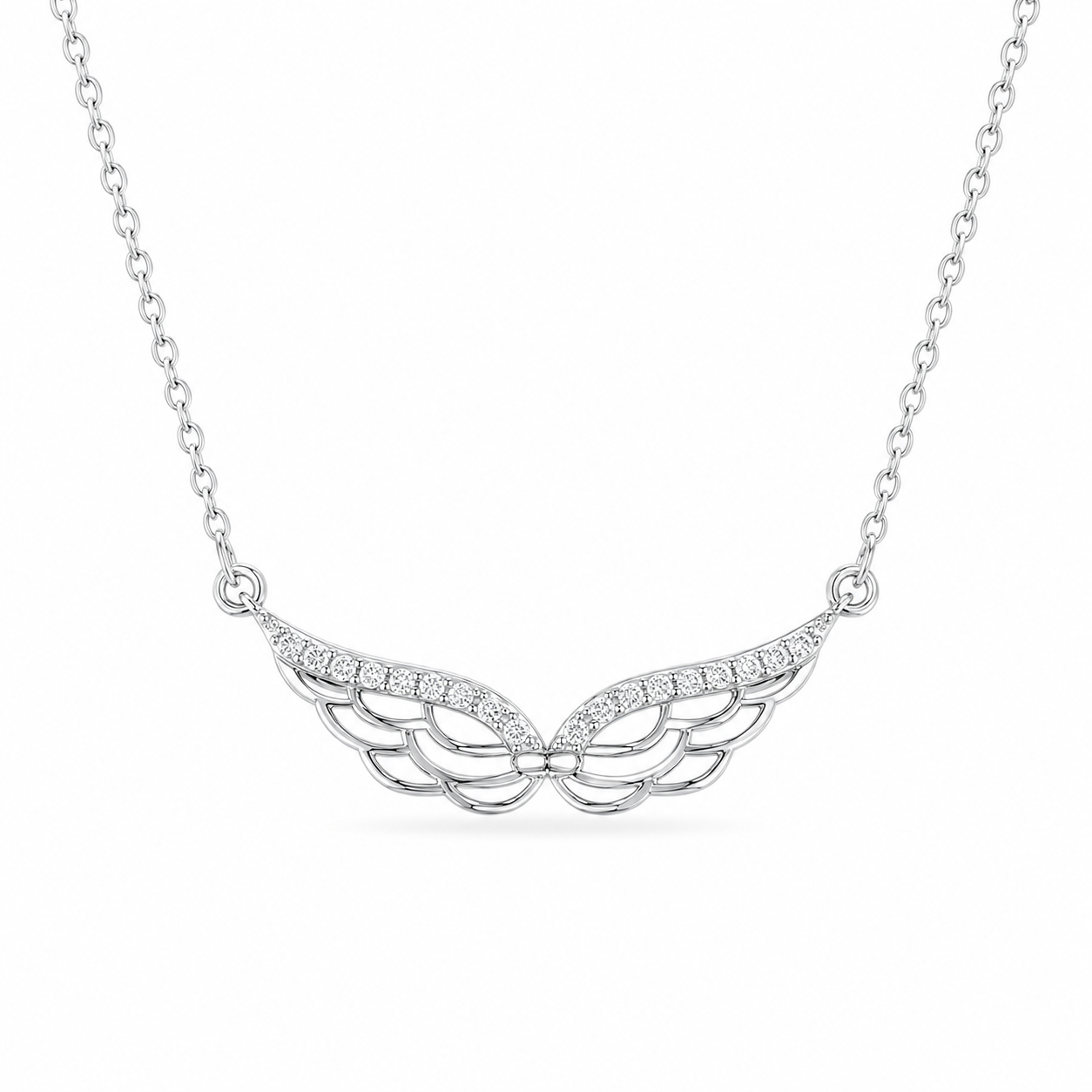 925 Silver Angel Wings Chain Pendant 3gm | Sterling Silver CZ Wing Necklace